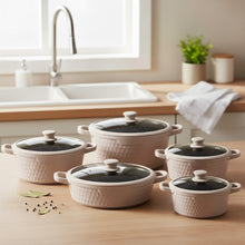 طقم طاجن وأواني طهي جرانيتية غير لاصقة 5 قطع