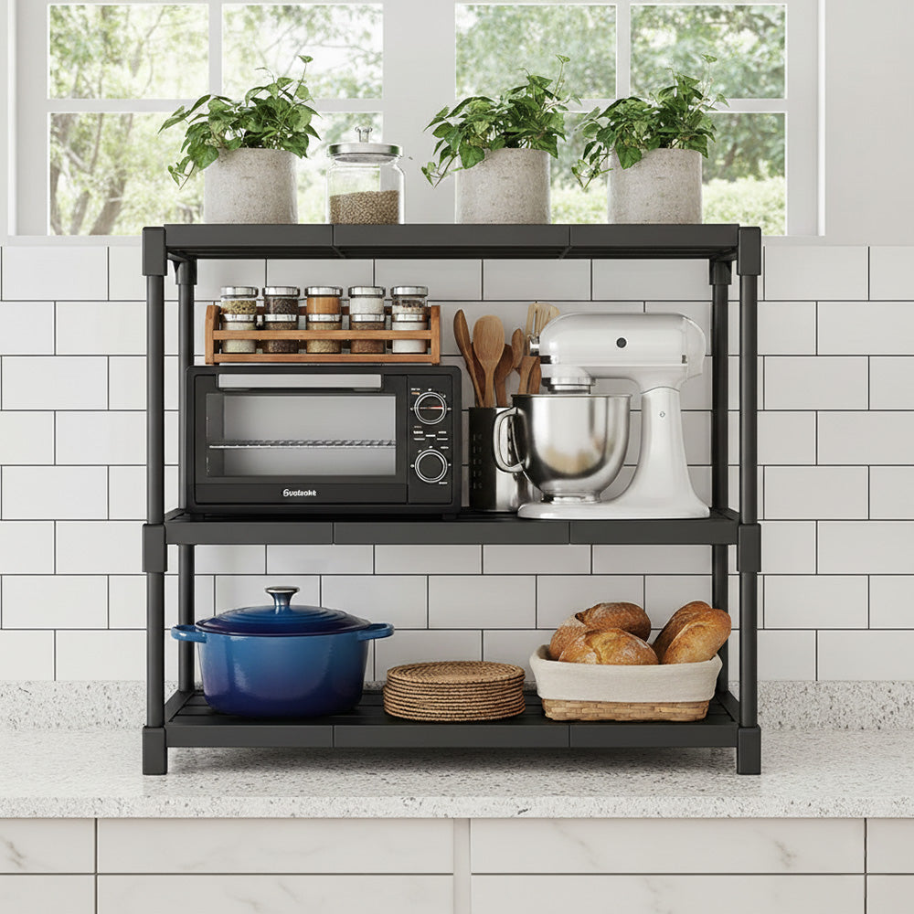 رف تخزين المطبخ ثلاثي الطبقات