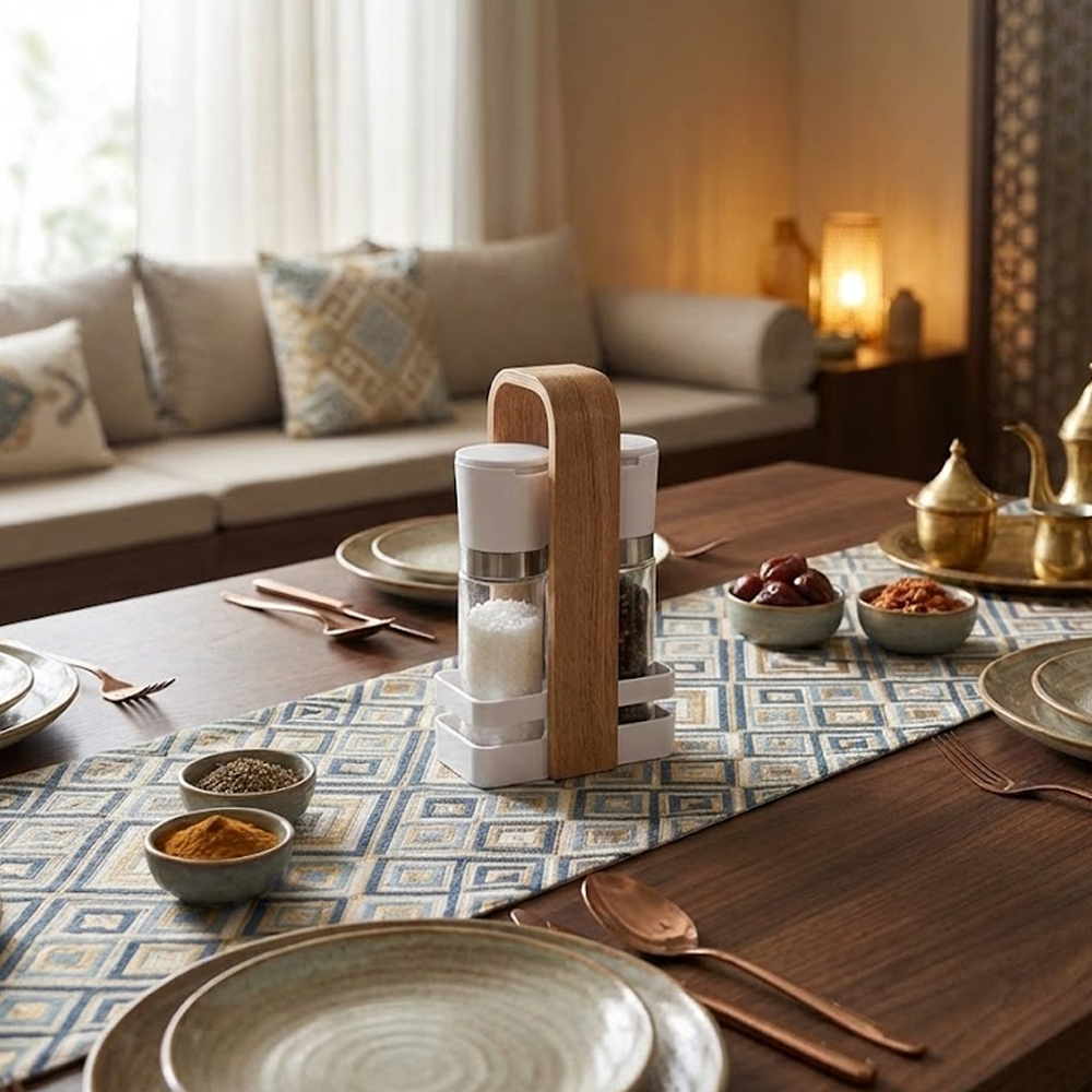 حامل توابل مع 2 عبوات زجاجية