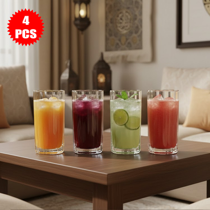 طقم أكواب زجاج شفاف 4 قطع