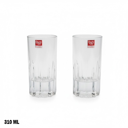 طقم كاسات زجاجية شفافة 2 قطعة
