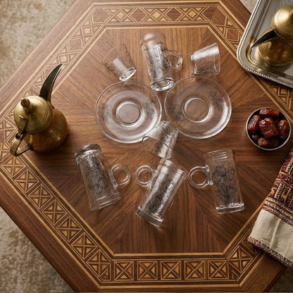 طقم استكانة وفنجان 18 قطعة