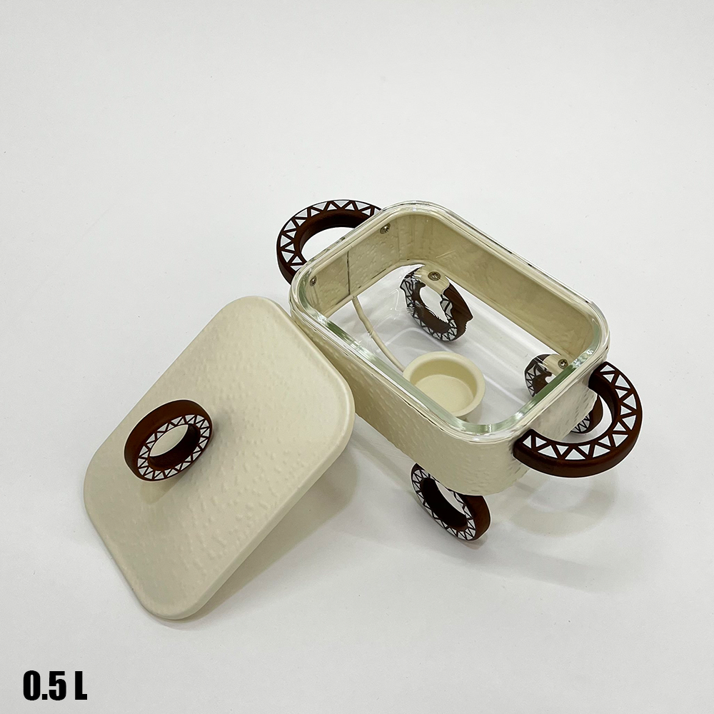 سخان طعام زجاجي مستطيل صغير 0.5 لتر