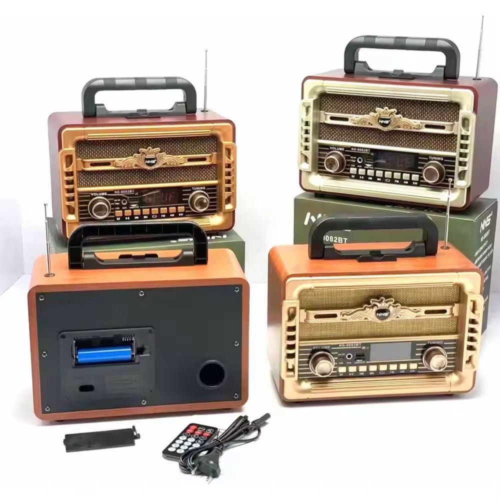 راديو NS-8082BT متعدد النطاقات مع مكبر صوت قابل لإعادة الشحن، اللون: بيج