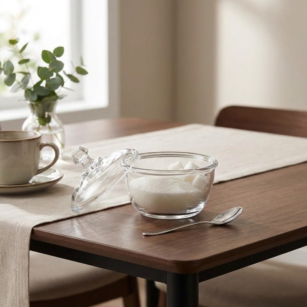 وعاء سكر مع ملعقة - 12 سم