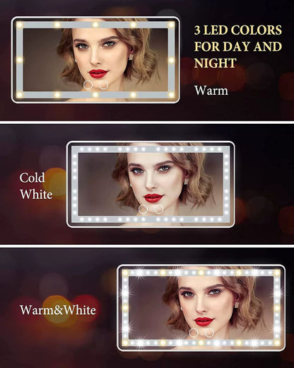 مرآة مكياج للسيارة مزودة بإضاءة LED