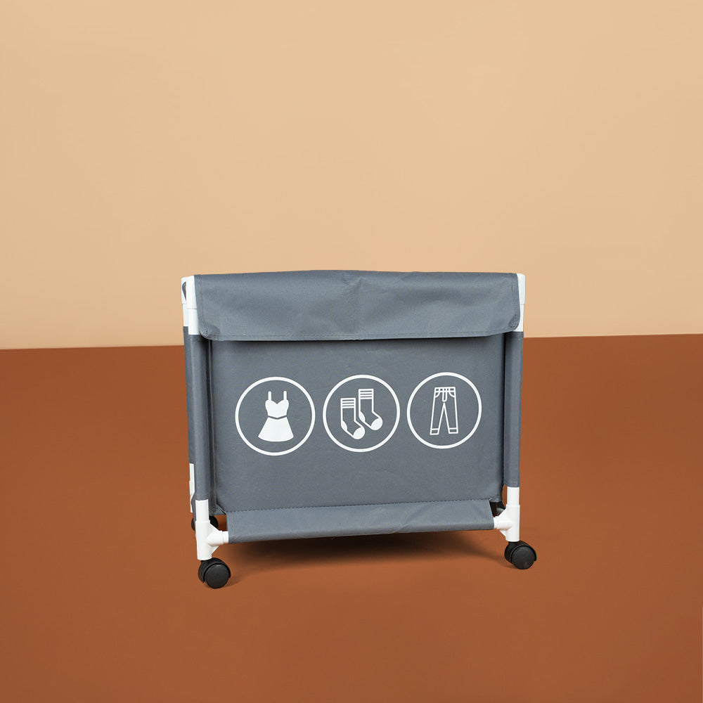 سلة غسيل بعجلات وغطاء