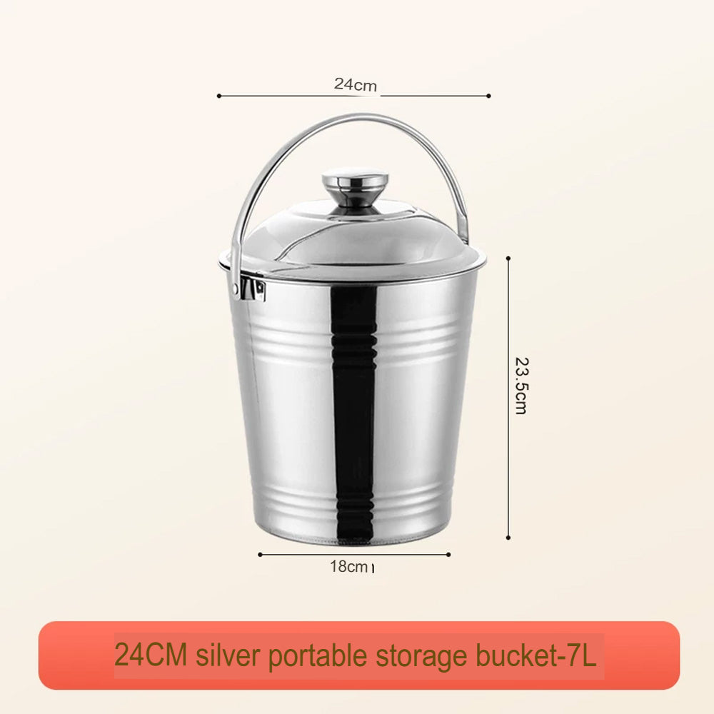 دلو تخزين بغطاء ومقبض