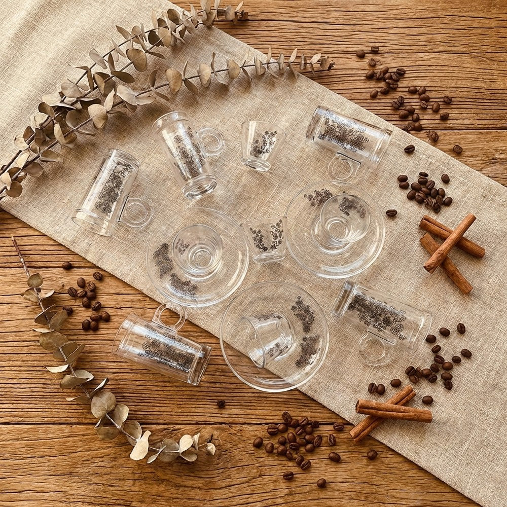 طقم استكانة وفنجان 18 قطعة