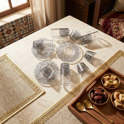 طقم استكانة وفنجان 18 قطعة