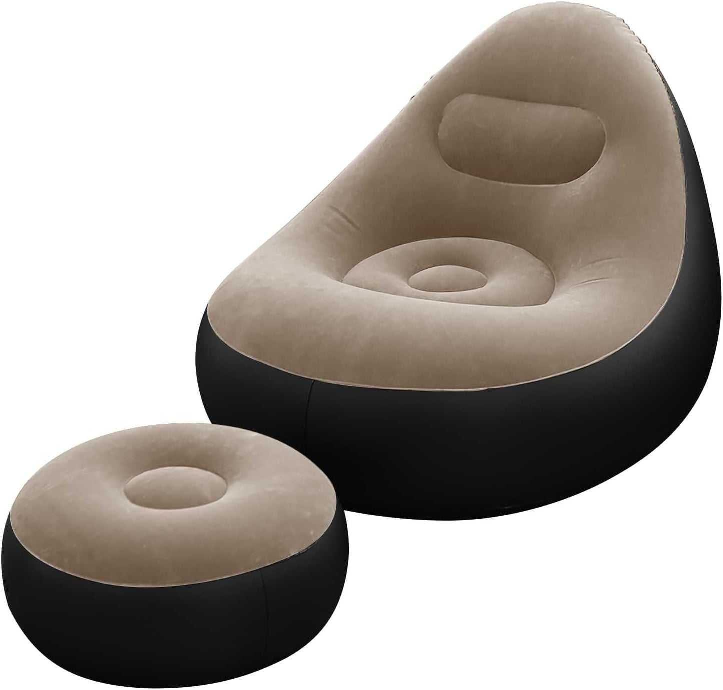 كرسي استرخاء قابل للنفخ اليدوي مع وسادة قدم