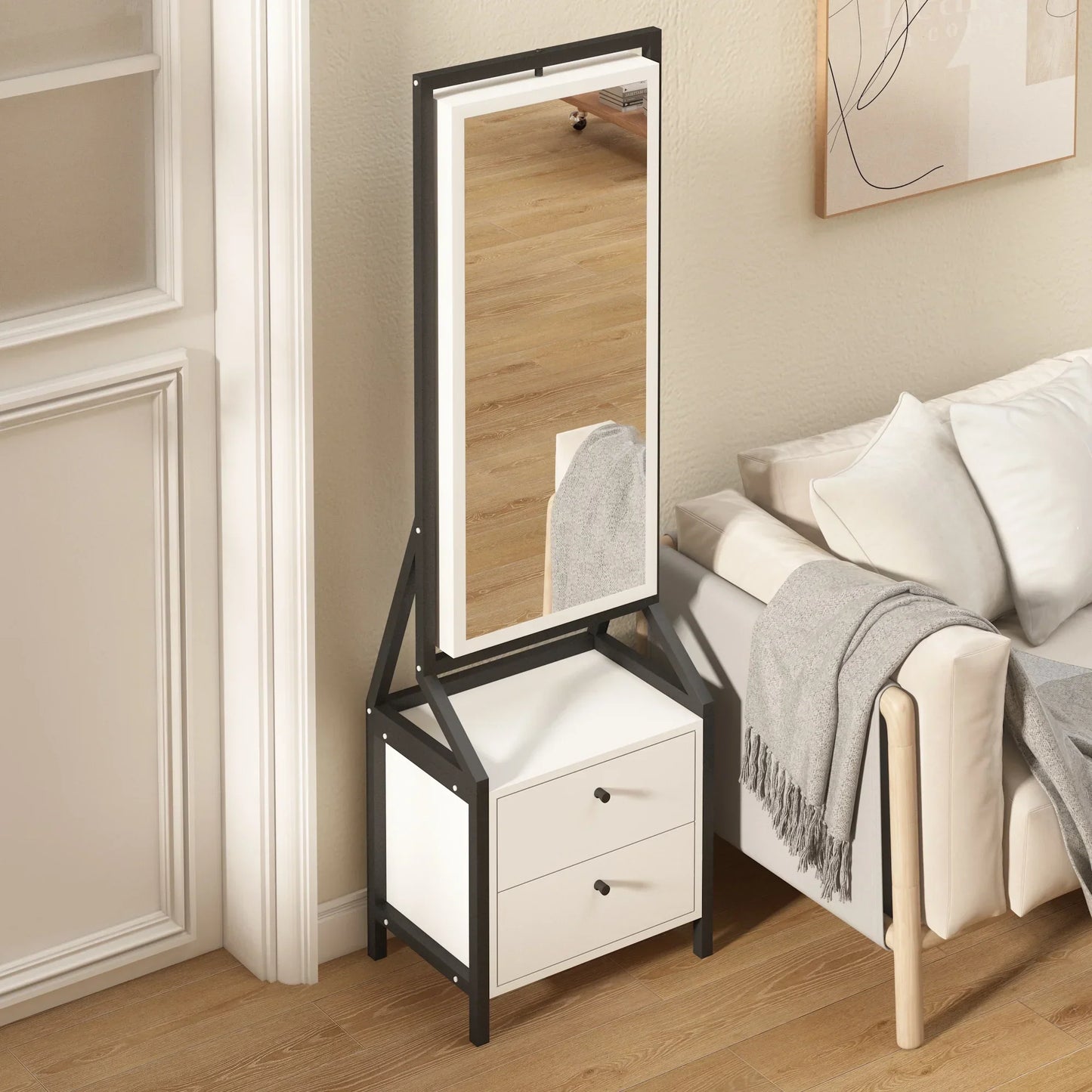 خزانة مجوهرات وماكياج  مع مرآة