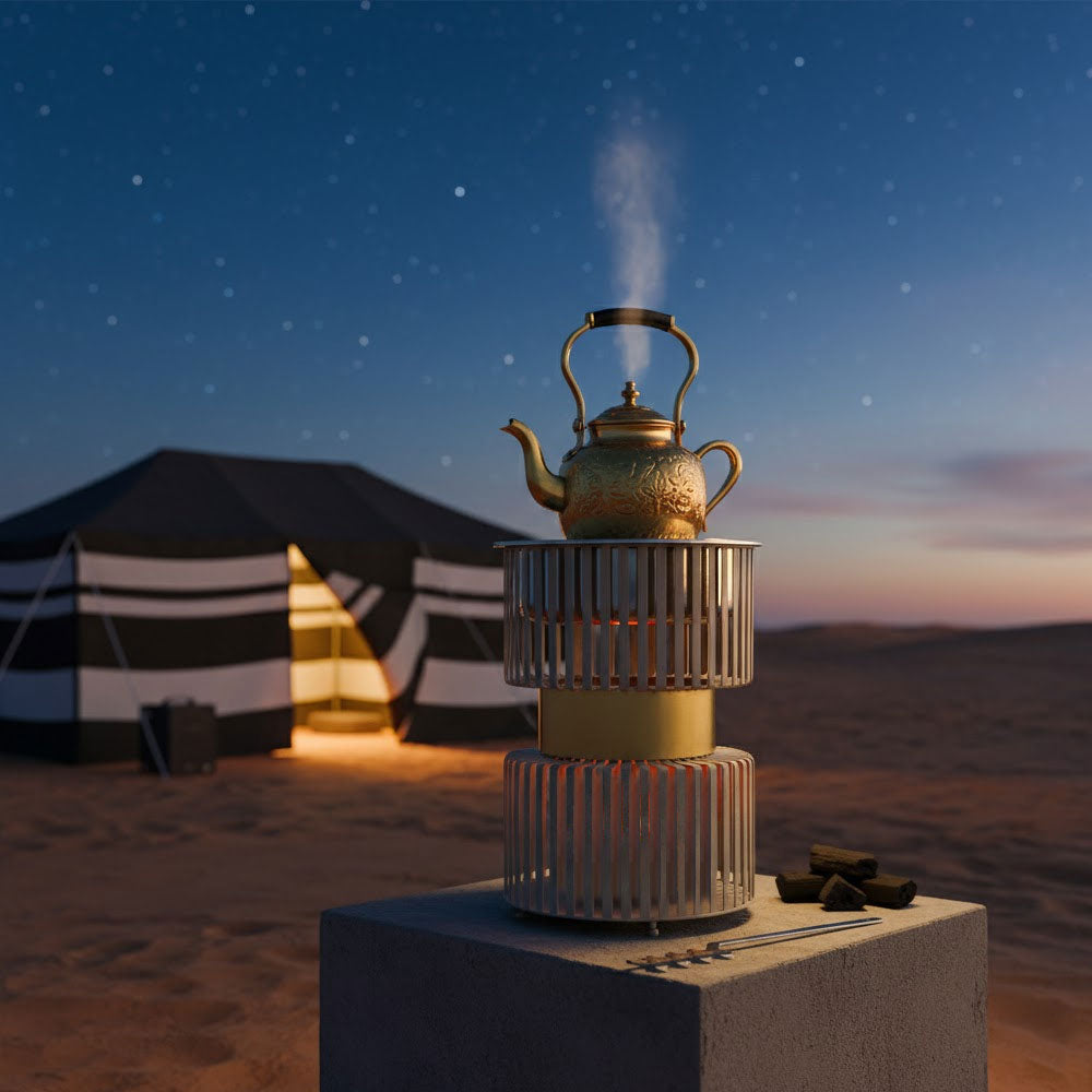 دوة و شواية معدنية بإطار ذهبي