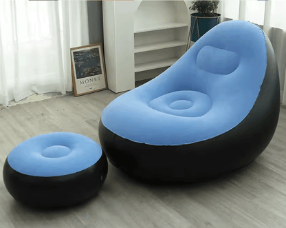 كرسي استرخاء قابل للنفخ اليدوي مع وسادة قدم