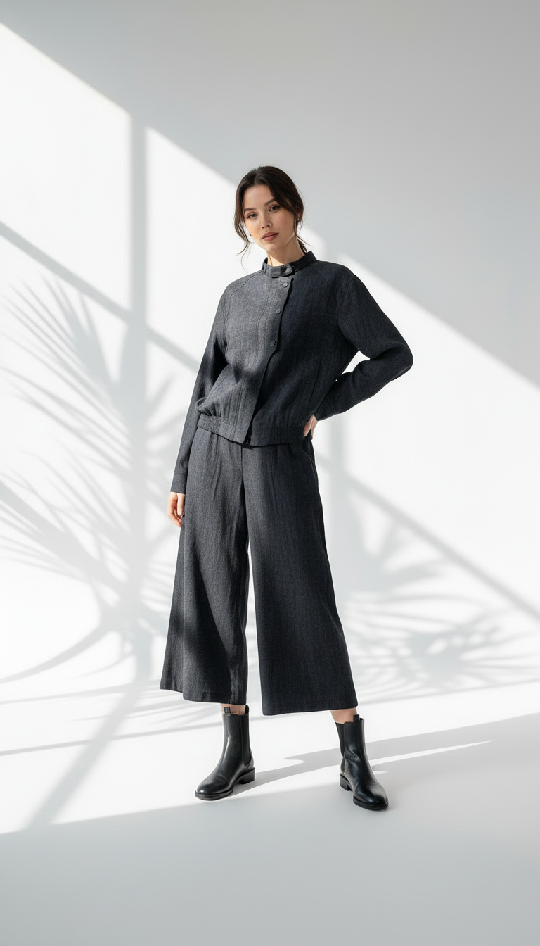 بدلة نسائي بنطال عريض