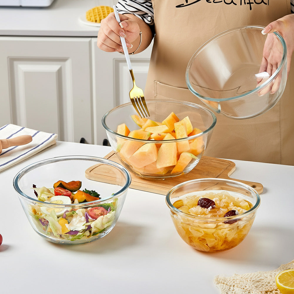 مجموعة أوعية زجاجية