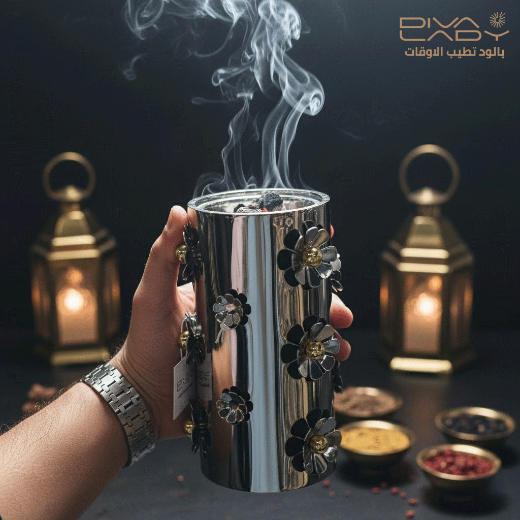 مبخرة فاخرة معدنية بزخارف ورد معدنية من ديفا ليدي