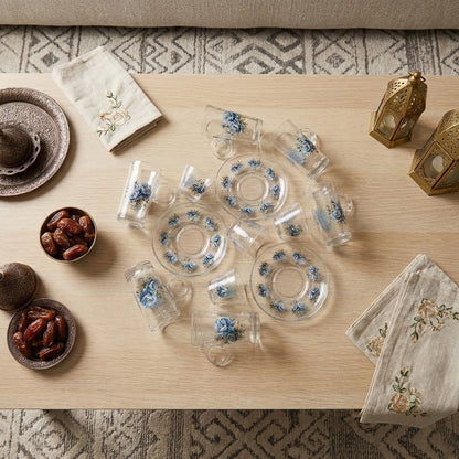 طقم استكانة وفنجان 18 قطعة