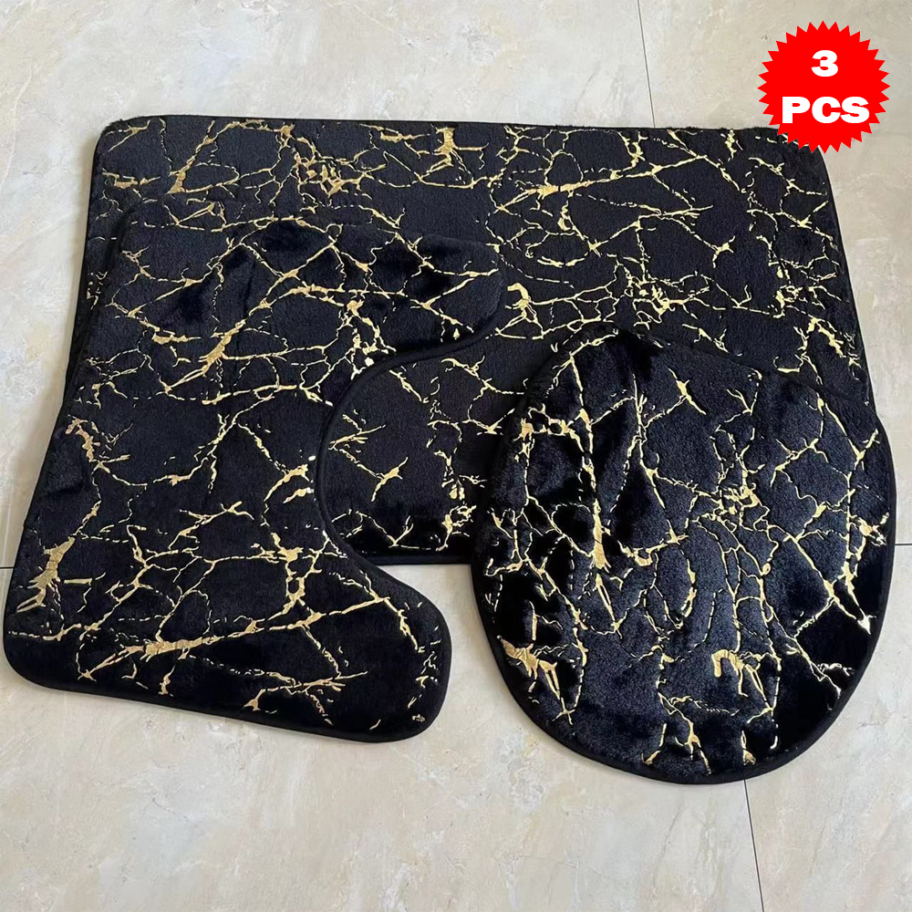 طقم سجاد حمام 3 قطع بنقشة الرخام