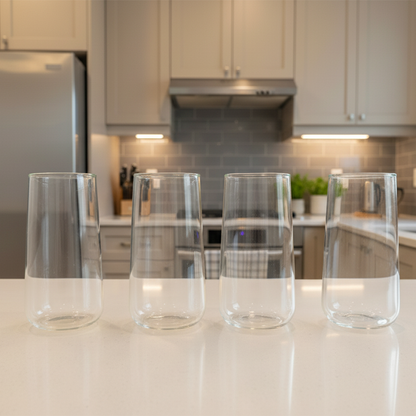 طقم أكواب زجاجية طويلة شفافة