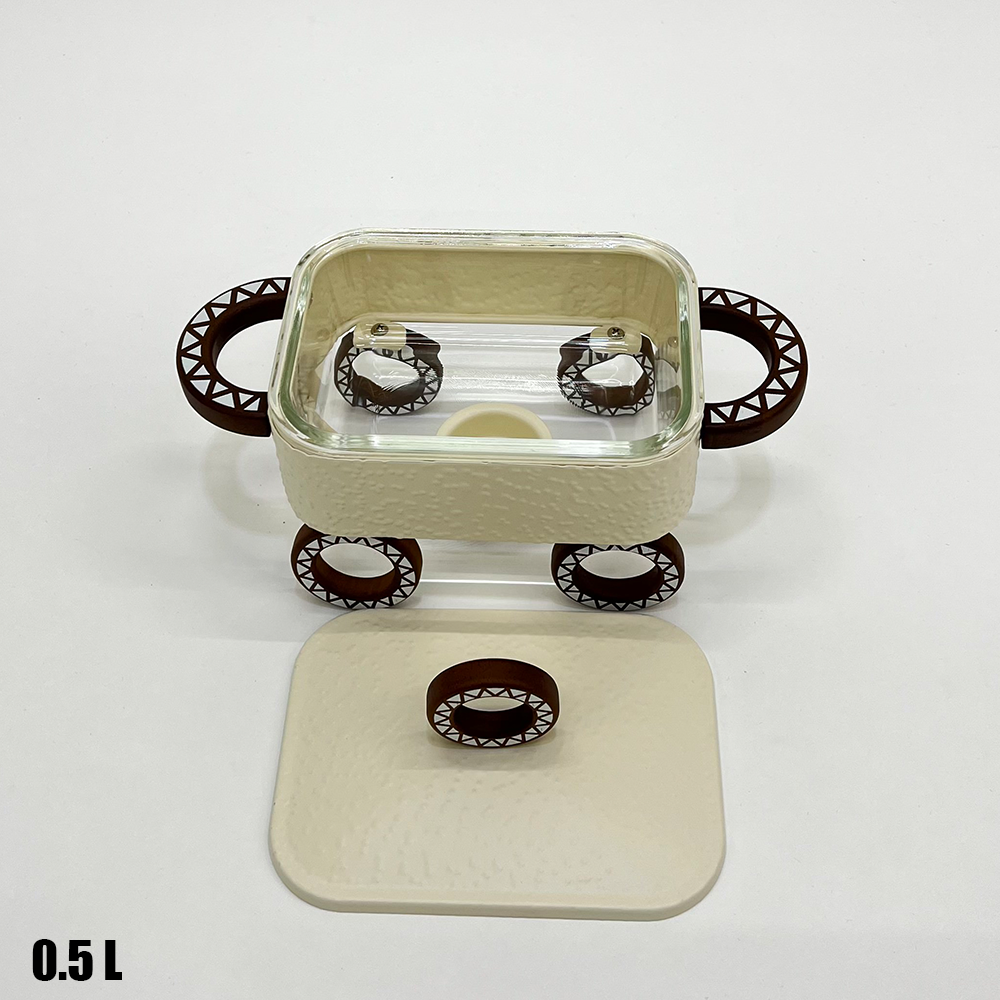 سخان طعام زجاجي مستطيل صغير 0.5 لتر