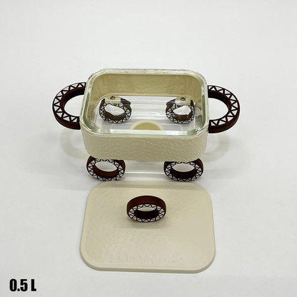 سخان طعام زجاجي مستطيل صغير 0.5 لتر