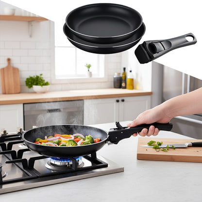 طقم مقلاة بمقبض قابل للفصل