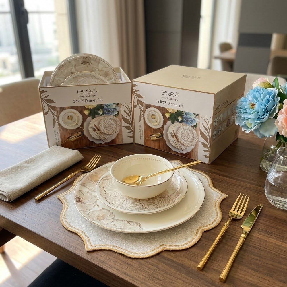 طقم أطباق مائدة فاخر 24 قطعة