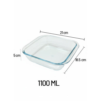 طبق فرن زجاجي مربع