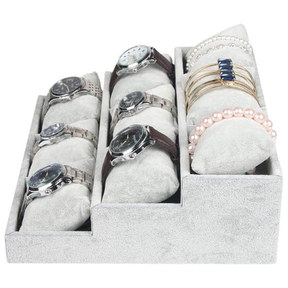 صندوق مع حامل مخمل للأساور والساعات 3 طبقات
