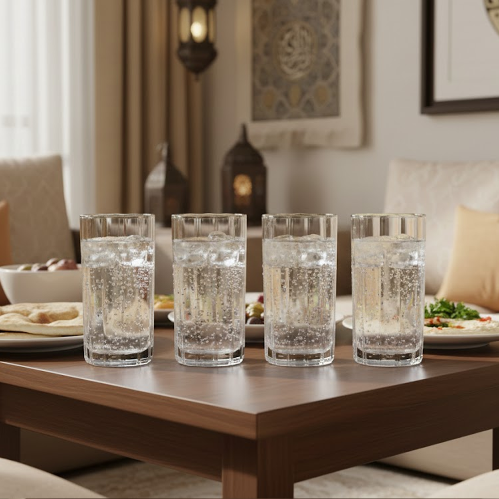 طقم أكواب زجاج شفاف 4 قطع