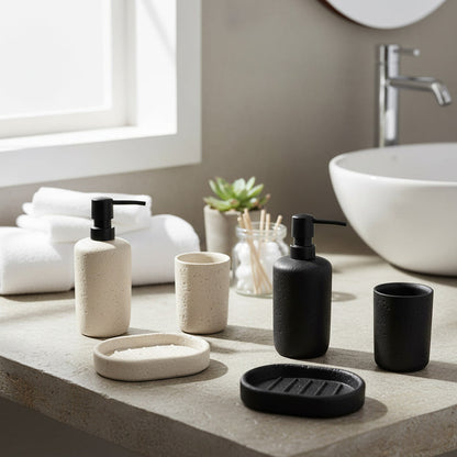 طقم حمام دائري بنقشة حجرية