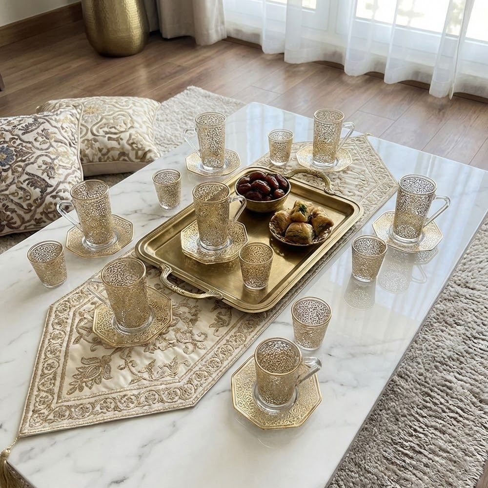 طقم استكانة وفنجان 18قطعة