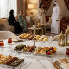 حامل تقديم زجاجي بطبقتين