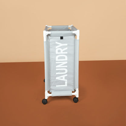 سلة غسيل بعجلات وغطاء