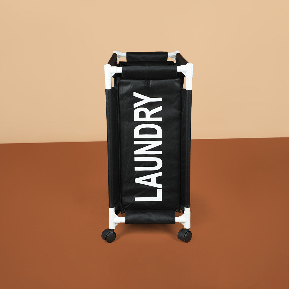 سلة غسيل بعجلات وغطاء