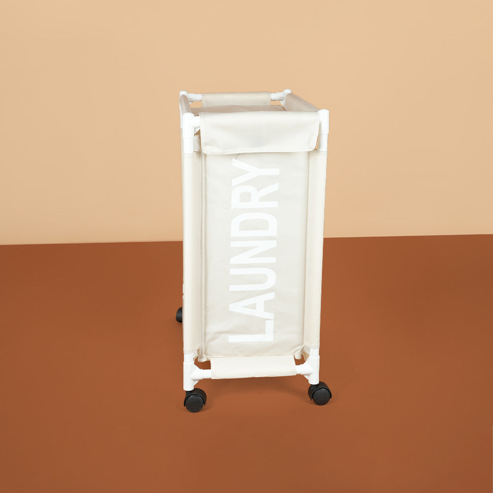 سلة غسيل بعجلات وغطاء