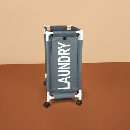 سلة غسيل بعجلات وغطاء