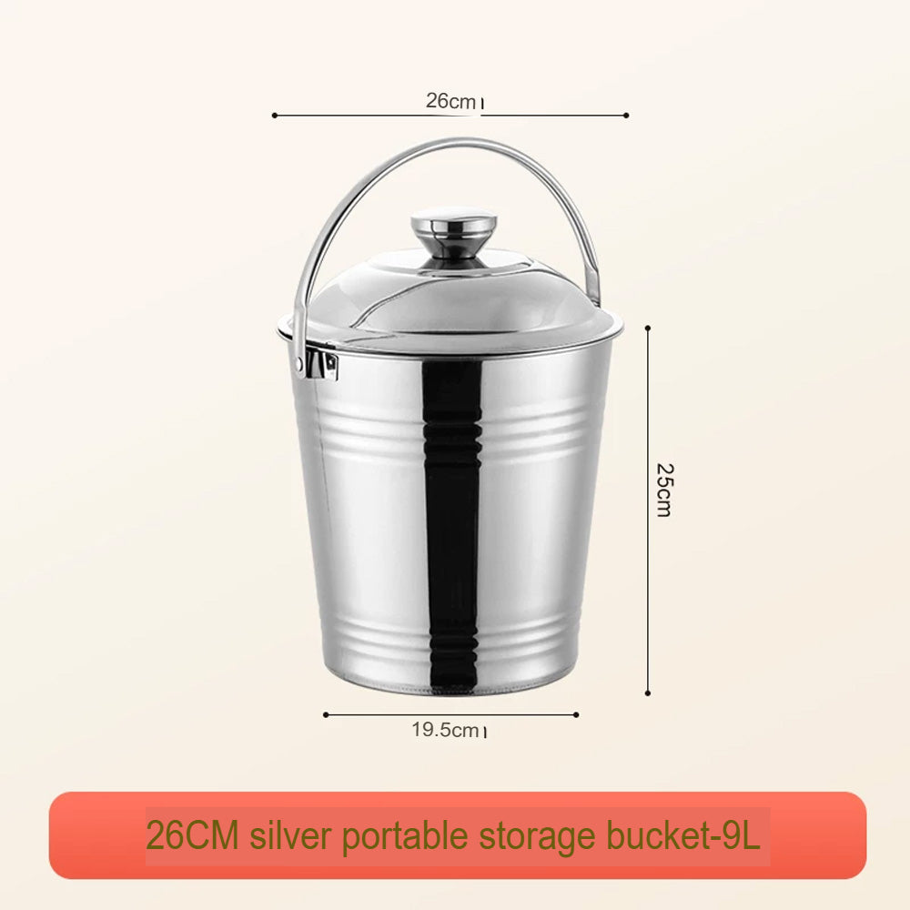 دلو تخزين بغطاء ومقبض