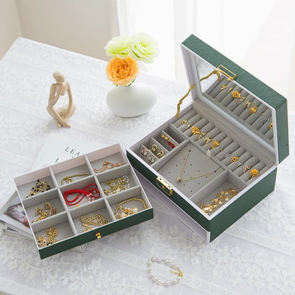 صندوق مجوهرات نسائي 2 طبقة