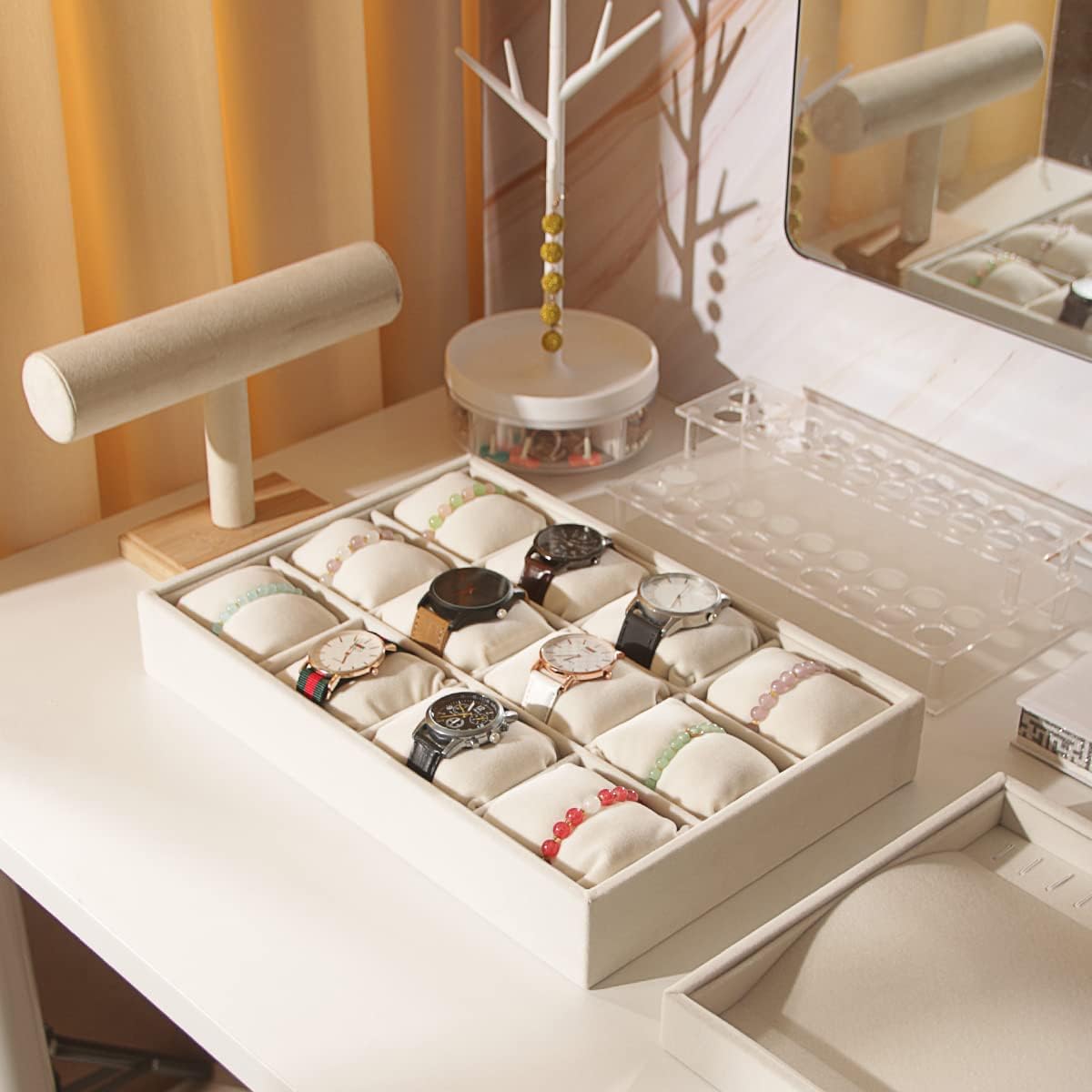 صندوق منظم للساعات والإكسسوارات