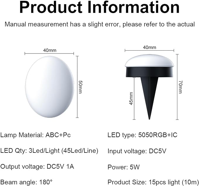 مصابيح أرضية مسطحة LED 15 قطعة RGB+IC