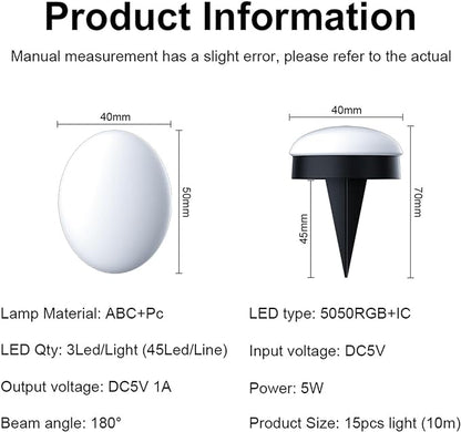 مصابيح أرضية مسطحة LED 15 قطعة RGB+IC