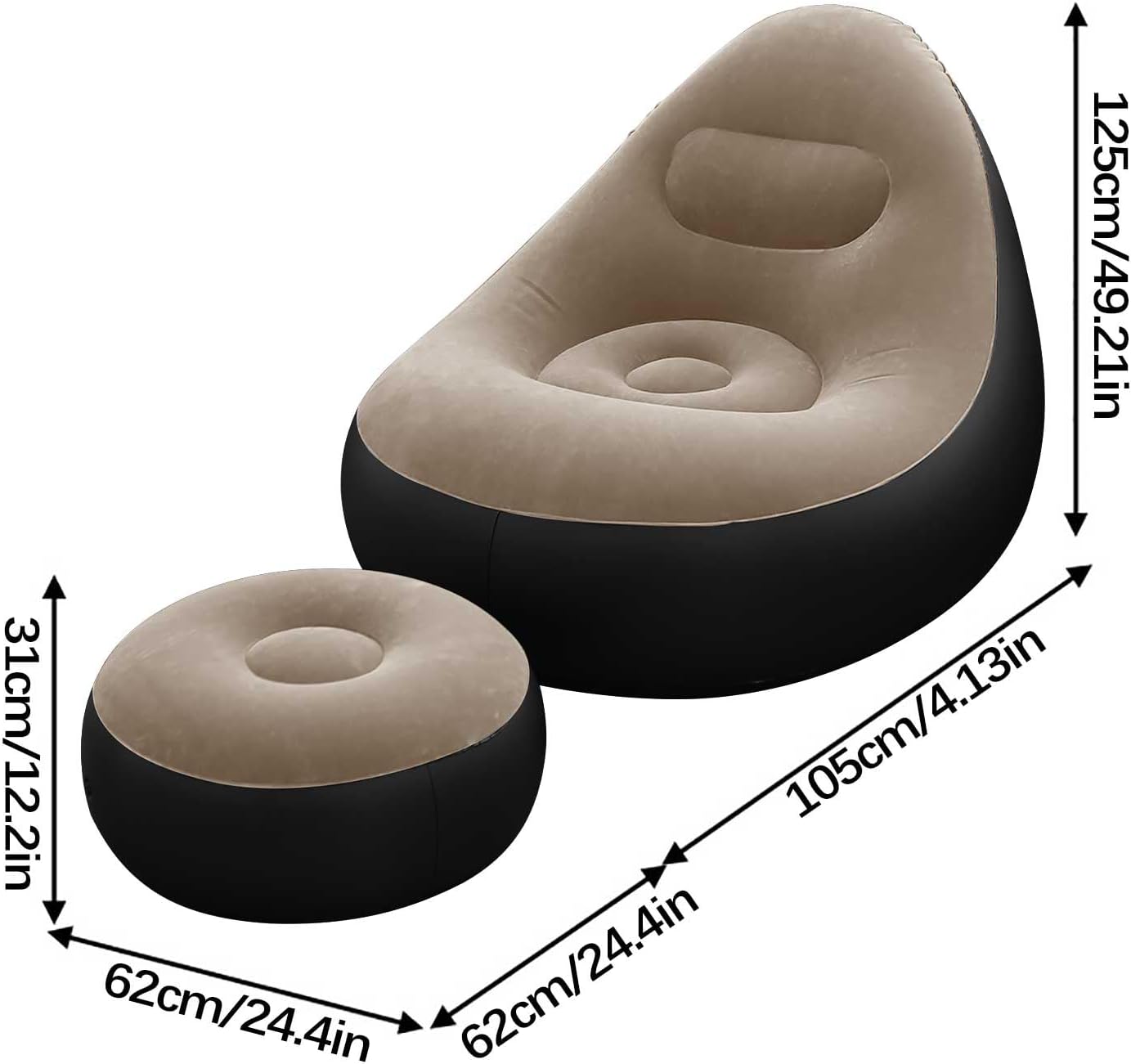 كرسي استرخاء قابل للنفخ اليدوي مع وسادة قدم