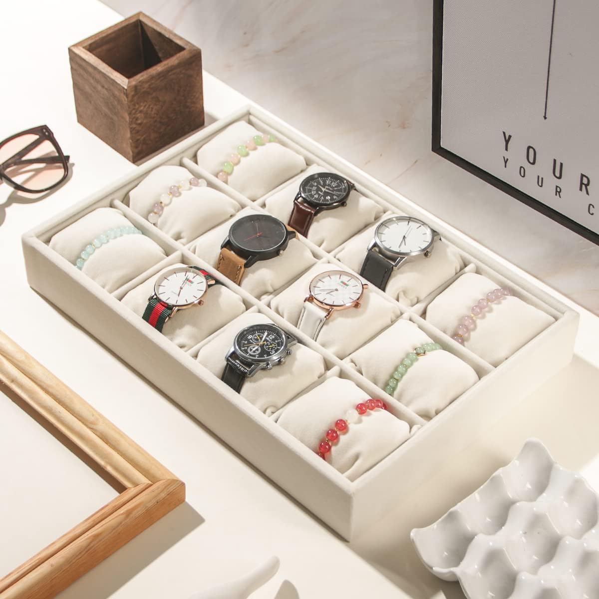 صندوق منظم للساعات والإكسسوارات