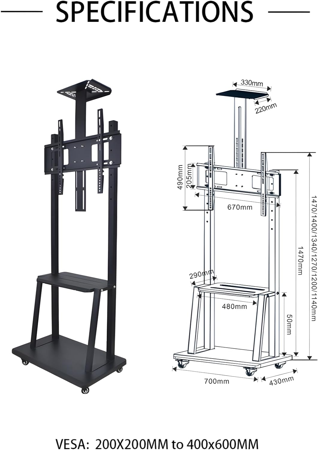حامل تليفزيون ارضي بعجلات