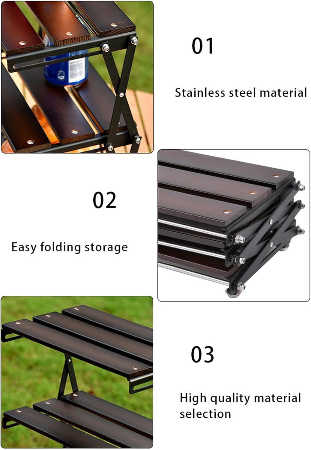 طاولة تخييم خشبية محمولة للخارج