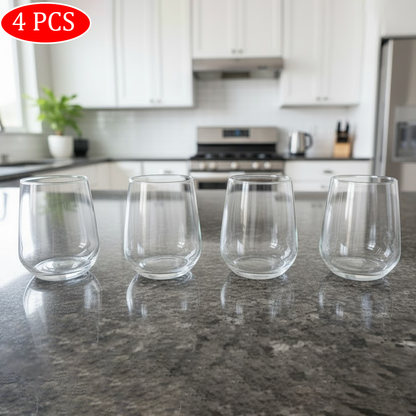 طقم أكواب زجاجية شفافة بيضوية