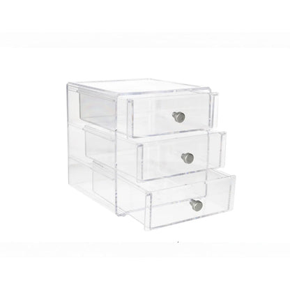 منظم مكياج أكريليك شفاف بثلاثة أدراج