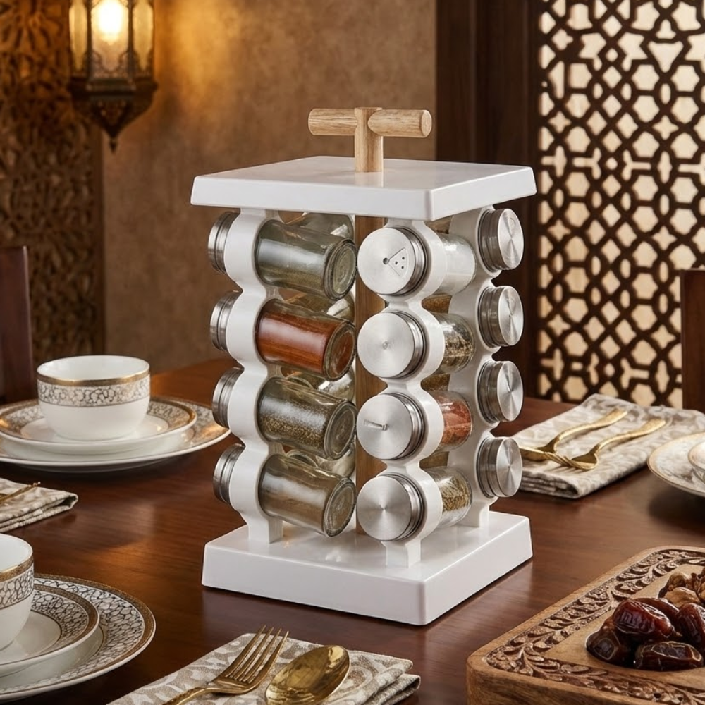 منظم بهارات دوار مع 16 علبة